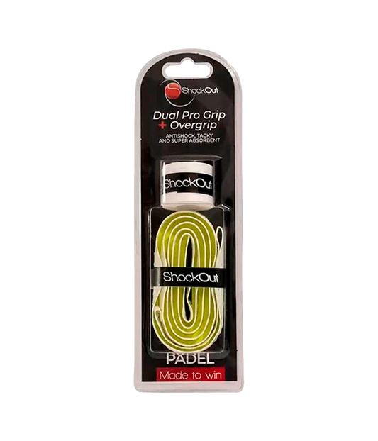 Dual Pro Grip + Overgrip Shock Out Blanco/Amarillo 2024