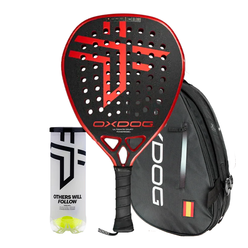 Pala Oxdog Ultimate Court + Paletero Oxdog FEP ultra tour padel bag + Bote de pelotas Oxdog BOOST+