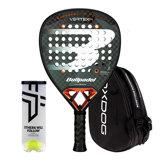 Pack Pala Bullpadel VERTEX 04 + Paletero Oxdog Ultra Tour Negro + Pelotas Oxdog BOOST+